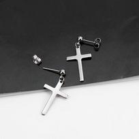 Unisex Titanium Steel Cross Earrings & Ear Cuffs Set