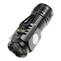 Didelio ryškumo šviesos žibintuvėlis LED USB įkraunamas mini žibintuvėlis vandeniui atsparus kempingui, medžioklei, paieškos žibintuvėlis black