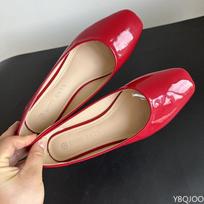 Fashion Spring summer new casual square toe single shoes with shallow mouth simple comfortable daily wear versatile women's flat shoes 36 raudona