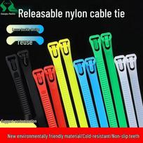 Reusable Loose-Fit Nylon Cable Ties with Black and White Plastic Buckle Fasteners 4×150mm, 3.6mm width, Black, 100 pcs