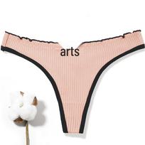 European-Size Women's Seamless Cotton Thong - Sexy Low-Rise T-Back Underwear Large rožinė