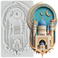 Castle Silicone Mold Moon Castle Fondant Molds Cake Decorating Tools Cupcake Topper Candy Resin Clay Chocolate Gumpaste Mold pilka spalva