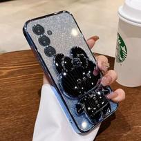 Rabbit mirror bracket Case for Samsung Galaxy A56 A36 A16 A06 A55 A35 A25 A15 A05 S A54 A34 A24 A14 A04 Seismic protective shell For Samsung A56&Case & Holder mėlyna