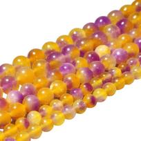 Geltonas chalcedonas, plaukiojantys violetinis nefritas, natūralus akmuo, 15 colių, lygūs laisvi tarpiniai karoliukai 4/6/8/10/12 mm, papuošalų gamybai, „pasidaryk pats“ apyrankėms, pakabukams, aksesuarams Dia 6mm