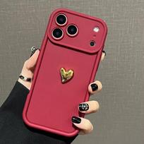 A 52 32 53 33 23 13 3D Gold Love Heart Matte Case For Samsung Galaxy A52 A32 A53 A33 A23 A13 A04S A72 A73 4G 5G Silicone Cover Samsung A12 (4G 5G) vyno raudonos spalvos