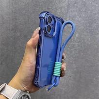 For Vivo Y29 Y29S Y28 Y28S Y04 Y19s Y19E Y18E Y18S Y03 Y17s Y28 Y16 Y56 Y02 Y27 Plating Frame Casing With Strap Rope Soft Cover Vivo Y29S mėlyna