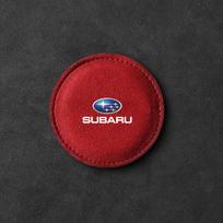 Car Cup Holder Pad PU Leather Slot Non-slip Coaster Mat Emblem For Subaru STI BRZ Impreza Forester Legacy Outback Levorg Tribeca 1Pcs raudona