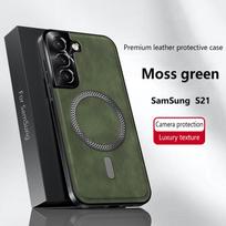 Samsung Galaxy S21 Ultra Plus FE dėklas Magnetinis Elegantiškas Odinis Atsparus Dilimui Visiškai Dengiantis Objektyvą Neslystantis Kraštas gray