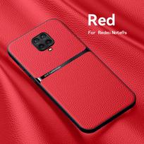 For Xiaomi Redmi Note 9 Pro Case Leather Magnetic Phone Case For Redmi Note 9S 9Pro Max Note9S Built-in Metal Plate Back Cover Redmi Note 9S raudona