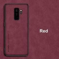 Luxury PU Leather Case For Samsung Galaxy S9 Plus Back Cover Matte Full Protection Silicone Phone Case For Samsung S8 Plus Coque For Samsung S9 raudona