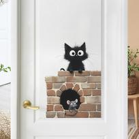 Animacinis Juodas Katinas Pelė Miegamasis Studija Durys Namų Sienos Fonas Pagražinimas Dekoracija Sienų Lipdukai 29*39cm/fun-f546 gray