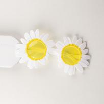 Saulėgrąžos formos Margučių atspalviai Didelio rėmo akiniai nuo saulės Madingi gėlių akiniai white-Yellow lenses