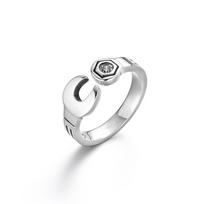 Yin Taifei Sterling Silver Retro Wrench Ring for Men - Original High-Grade Classic Design, Adjustable Fit Adjustable Open Size