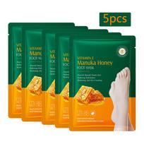 5Pcs Manuka Honey Foot Mask & Hand Mask – Intense Hydration for Dry, Cracked Skin – Nourishing Care for Hands and Feet One Size