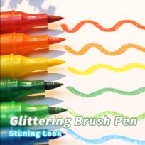 Double-Headed Glitter Pens with Fast-Drying Glue-Like Ink - Fine Tip Tip-To-Base for Scrapbooking, Card Making, Journaling, Painting 6pcs thick rod įvairiaspalvis