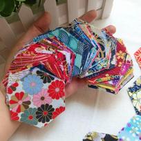 50PCS Cotton Hot Stamping Fabric Multicolor Hexagon Precuts Jelly Roll Fabric  Patchwork Projects
