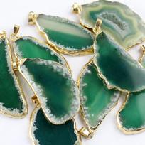 60*40mm Irregular Agate Geode Plated Gold Edged Handmade Polished Crystal Slice DIY Jewelry Making Agate Wind Chime Meditation žalia