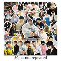 Korean Star Cha Eun-woo Sticker Set: 50-Piece Personality Decals for Phone Cases - High-Value Male Celeb Support Merchandise