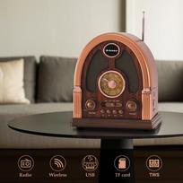 Vintažinis Retro Medinis Radijo Garsiakalbis – Daugiajuostis FM/AM/SW Radijas su Bluetooth ir MP3 Grotuvu