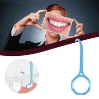 Nematomas tiesinimo įrankis-kabliukas ortodontiniams breketams ir fiksatoriams, dantų priežiūros priemonė pašalinimui mėlyna