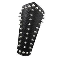 Medieval PU Leather Arm Bracer Victorian Gauntlet Wristband with Rivet Studded For Cosplay Party Festival Photography 1 juoda