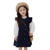 LUSON Girls' Ruffled Corduroy Vest Dress Set 80 tamsiai mėlyna spalva