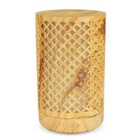 Hollow Wood Grain Aromatherapy Humidifier & Air Purifier with Seven-Color Night Light UK Plug