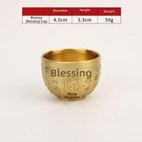Retro Dragon Phoenix Cup Traditional Gold Hundred Blessings Cup Desktop Ornament Feng Shui Millet Cylinder Chinese Culture