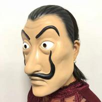 Ryškiai raudonas Salvadoro Dali pinigų vagysčių kostiumas ir kaukė cosplayer'iams Latex Mask Only,One Size beige
