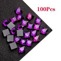 Žavingi stikliniai krištoliniai akmenukai pasidaryk krištolo skaidrumo amatai, didelis kvadratas, rankų darbo 100 vnt. priedai 6mm violetinė