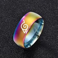 8 mm Naruto žiedo lapelis Konoha Village simbolis logotipas Sasuke Ninja Black Fashion Titanium Plien Anime papuošalai Cosplay Women 6 įvairiaspalvis