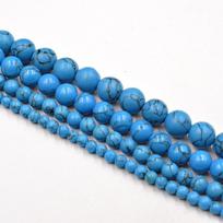 4–12 mm mėlynas turkis natūralus akmuo apvalus laisvas brangakmeniai karoliukai laisvi karoliukai papuošalams apyrankėms gaminti aksesuarus „pasidaryk pats“ Dia 4mm blue