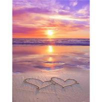New DIY 5D Diamond Painting Sea View Diamond Embroidery Sandy Beach Cross Stitch Scenery Full Round Drill Home Decor Gift Full Round 15x20CM beige