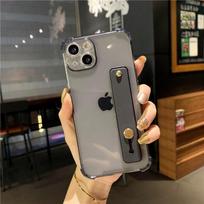Riešo dirželio skaidrus telefono dėklas, skirtas iPhone 11 13 14 15 16 Pro Max XR XS Max X 7 8 Plus 13 12 Pro fluorescencinės spalvos minkštas galinis dangtelis iPhone 13 juoda