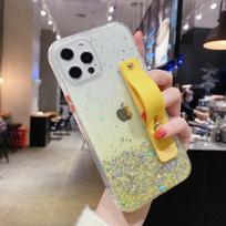 Soft Wrist Strap Glitter Phone Case For Iphone 12 11 13 Pro Max X Xr Xs Max 7 8 Plus Se 2020 Mini Transparent Bumper Back Cover For iPhone SE 2020 geltona