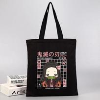 Anime  Demon Slayer Kimetsu No Yaiba Shopping Bag Women's Harajuku Tote Bag Canvas Shoulder Bag Ulzzang Eco Bag 24*26cm