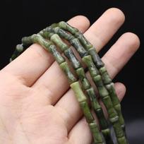 Natūralaus akmens karoliukai skaidraus kvarco bambuko formos karoliukai 12x5 mm pakabukai papuošalams gaminti „pasidaryk pats“ karoliai, apyrankės, auskarai, aksesuarai Canadian Jade/12x5mm