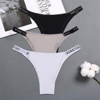 FINETOO 3Vnt./komplektas Moteriškos apatinio trikotažo kelnaitės medvilninės moteriškos apatinės kelnaitės Seksualios raidės kelnaitės Stringos kelnaitės apatiniai Intimates M