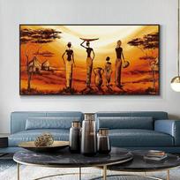 Šiuolaikinės abstrakčios Afrikos moterų sienų dailės drobės tapyba Unikalūs plakatai ir spaudiniai Svetainės studija Namų dekoravimas Cuadros 20X40cm No Frame orange