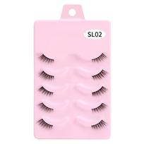 Pusinės blakstienos 5 poros natūralių pūkuotų dirbtinių blakstienų Manga Lash 3D Faux Mink Lashes Minkštas sparnuotas blakstienų priauginimo makiažo įrankis SL02