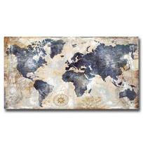 Vintažinio metalo stiliaus pasaulio žemėlapis Sienų meno plakatas Modernus išskirtinis namų dekoravimas Aliejinė tapyba Sienų tapyba Spausdinimas 21cm×30cm NoFrame