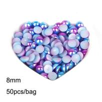 3–8 mm spalvingi pusiau apvalūs plokščiapadžiai perlų karoliukai, skirti „pasidaryk pats“ papuošalams gaminti 8mm 50pcs violetinė