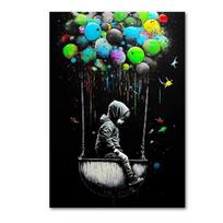 Banksy Art Vaikų balionas Drobė Tapyba Skraidantis balionas Plakatai ir spaudiniai Namų kambario dekoravimas Sienų menas Hanigng 21cm×30cm NoFrame