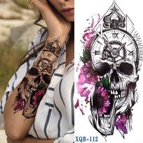 1 vnt. 210*114 mm Juodojo miško tatuiruotės lipdukas vyrams, moterims, vaikams, tigro vilko mirties kaukolės laikina tatuiruotė netikra chna skeletas, karaliaus gyvūno tatuiruotė XQB-112
