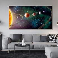 Saulės sistemos planetų kraštovaizdžio drobės tapyba ant sienos, plakatai, spaudiniai, sienų paveikslai svetainei, namų sienų dekoras, Cuadros, be rėmo 20*40cm