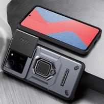 KEYSION smūgiams atsparus šarvų dėklas, skirtas Xiaomi 13T 13T Pro 5G slankiojančios kameros objektyvo apsauginis žiedas, telefono dangtelis, skirtas Redmi K60 Ultra for Xiaomi 13T pilka spalva