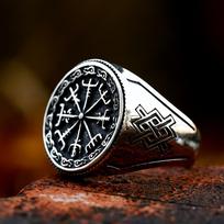Naujo dizaino Vikingo kompaso žiedas Runic Nordic Totem Odin Juvelyrika Vintažiniai papuošalai 7
