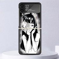 Siaubo komiksų Junji Ito Tomie Marškinėliai Smūgiams atsparus kietas dėklas Samsung Galaxy Z Flip 4 3 5G telefonui Dangtelis Z Flip3 Flip4 Juodas Fundas M Samsung Z Flip 3 5G black