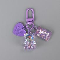 Animacinis filmas Bling Heart Bear Animal Candy Raktų pakabukas Kūrybiškas mielas maišelio pakabukas violetinė