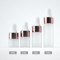 5 vnt. 1/2/3/5 ml matinio stiklo buteliukai, tušti eterinio aliejaus buteliai, stiklainiai 1ML